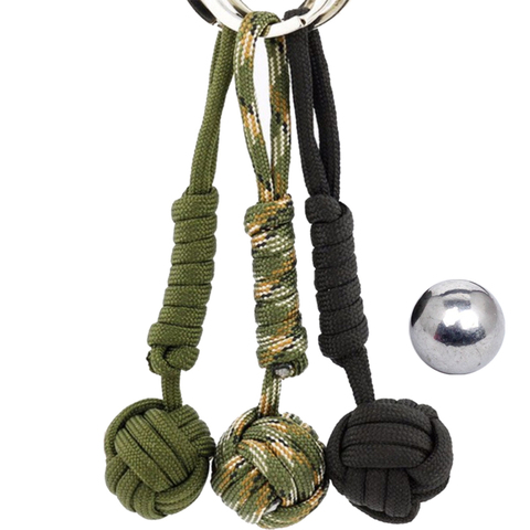 Paracord Survival Key Chain with Self-defense Steel Ball 15cm 7-core Outdoor Equipment Parachute Rope Keychain Wild Survival ► Photo 1/4