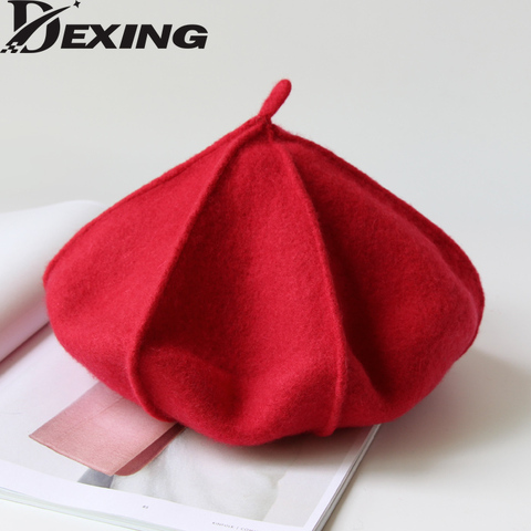 100% Pure Wool Berets Winter Hat for Women French Artist Beret Sweet Cute Painter Hat Girls Female Warm Walking Cap Wedding Hat ► Photo 1/6