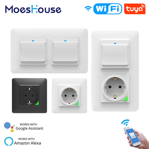 Wifi Smart Light Wall Switch Socket Outlet  Light Switch Works Google Home  - Wifi - Aliexpress