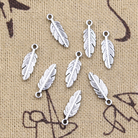 30pcs Charms feather leaf 15x5mm Antique Silver Color Pendants Making DIY Handmade Tibetan Finding Jewelry ► Photo 1/2