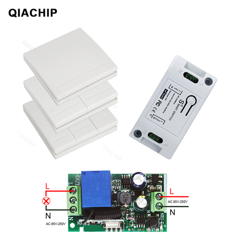 QIACHIP 433 MHz AC 85V 110V 220V 1 CH Wireless Remote Control Switch Receiver Relay Module LED Light Lamp Controller 433.92 MHz ► Photo 1/6