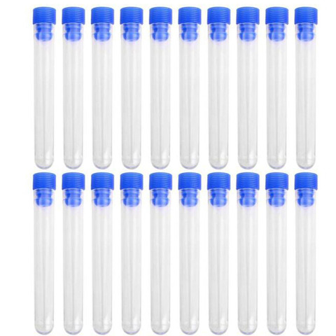 10 Pcs / Pack 12x100 Mm Transparent Laboratory Transparent Plastic Test Tube with Starting Cap School Laboratory Supplies ► Photo 1/6