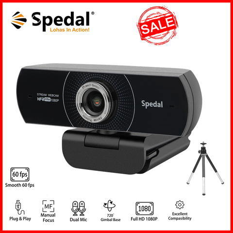 Webcam 1080p HD 60fps with Microphone, Spedal Webcam Laptop