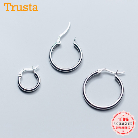 Trusta 100% 925 Solid Sterling Silver Unique Shaped Piercing Huggie Hoop Earring For Women Sterling Silver Earing Jewelry DS1064 ► Photo 1/6