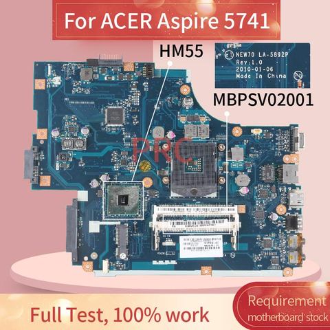 NEW70 LA-5892P For ACER Aspire 5741 5741G 5742 Gateway NV59C Laptop Motherboard MBPSV02001 HM55 DDR3 Notebook Mainboard ► Photo 1/6