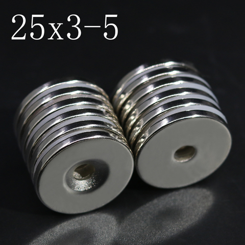 2/5/10/20Pcs 25x3-5 Neodymium Magnet 25mm x 3mm Hole 5mm NdFeB N35 Round Super Powerful Strong Permanent Magnetic imanes Disc ► Photo 1/6