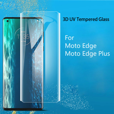 JGKK UV Liquid Full Glue Cover for Motorola Edge+ Screen Protector 3D Curved Ultra Clear Tempered Glass for Moto Edge Plus ► Photo 1/6