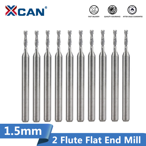 XCAN 10pcs Diameter 1.5mm 2 Flute Flat End Mill CNC Router Bit for Wood/Plastic Engraving Carbide Milling Cutter ► Photo 1/3