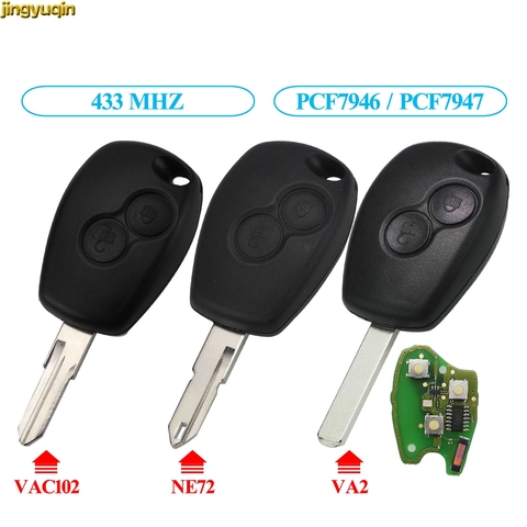 jingyuqin Remote Car Key 433MHz PCF7947 PCF7946 Chip For Renault Duster Modus Clio 3 Twingo DACIA Logan Sandero Kangoo 2 Buttons ► Photo 1/4