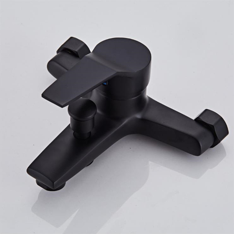 Bathtub Faucet Brass 2-Function Outlet Wall Mounted Bath Shower Faucets Mixer Tap Black Finished ► Photo 1/4
