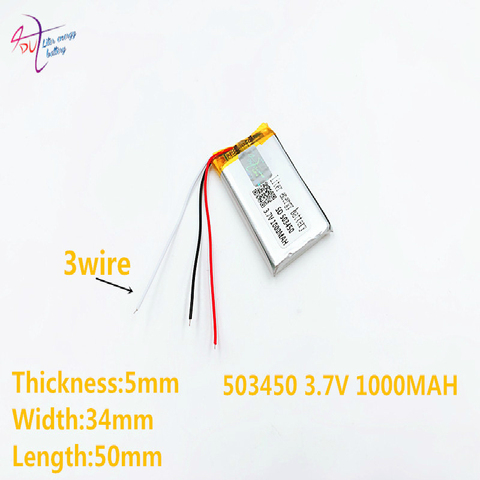 3 line Liter energy 503450 503550 3.7V polymer lithium battery  MP4 MP5 1000MAH game machine driving recorder ► Photo 1/3