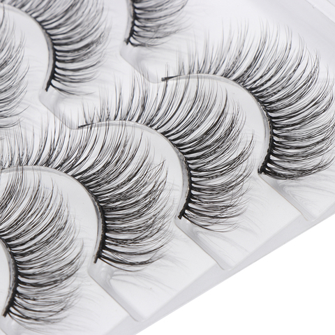 5 Pairs 3D False Eyelashes Natural Long Wispies Cross Eyelashes Cruelty-free Eyes Lashes Extension Handmade Makeup Beauty Tool ► Photo 1/6