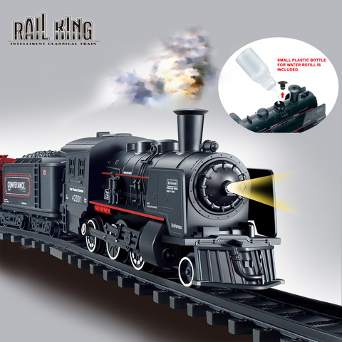 Battery Operated Railway Classical Freight Train Water Steam Locomotive Playset with Smoke Simulation Model Electric Train Toys ► Photo 1/4