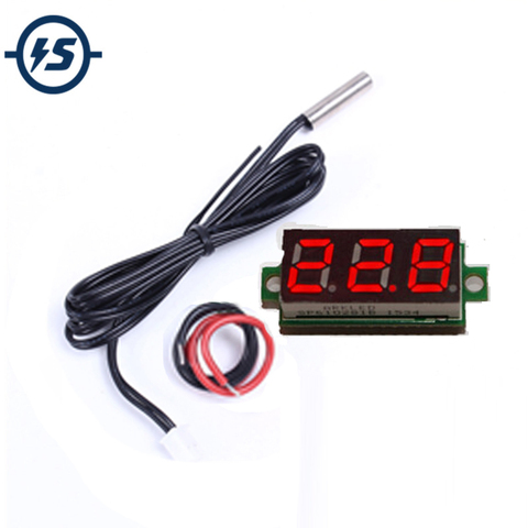 Temperature Sensor 0.28 Inch Red Digital Display Thermometer Meter Detector Module With NTC Metal Waterproof Probe ► Photo 1/6