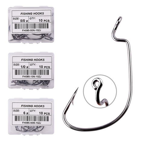 10pcs/ Box Fishing hook Offset 6# - 5/0# crank hook for soft worm bait fishhook crankbait fishing tackle accessories pesca hooks ► Photo 1/6