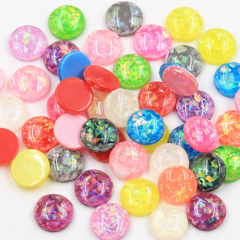 50pcs 12mm Mix Colors Base Button Bright Wafer Flat Back Resin Cabochons Cameo Fit DIY Cabochons Tray Earrings Rings Accessories ► Photo 1/6