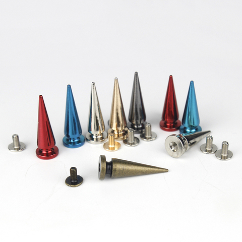 5pcs Metal Screwback Cone Studs Bullet Spike Long Punk Rivets for Leather Craft Bag Garment Stage costume Shoes DIY Decor ► Photo 1/6