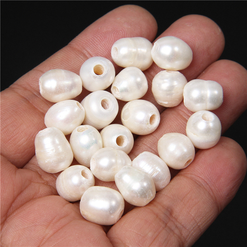 10-11m AA White Oval Natural Pearls Beads Large Hole Potato Freshwater Loose Pearls Beads for Jewelry Making Necklace DIY 10PCS ► Photo 1/6