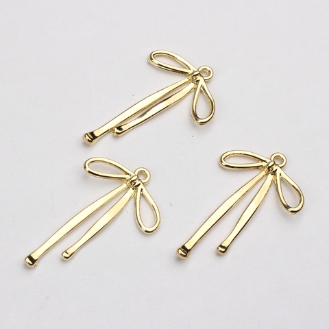 20*32mm 6pcs/lot Zinc Alloy Golden Long Hollow Bow Charms For DIY Fashion Pendant Earrings Jewelry Making Accessories ► Photo 1/4