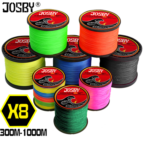 JOSBY Pesca Carp Fly Fishing line peche PE Braided Multifilamento Wire 8 Strands Accessories 300M 500M 1000M 22-120LB Cord New ► Photo 1/6