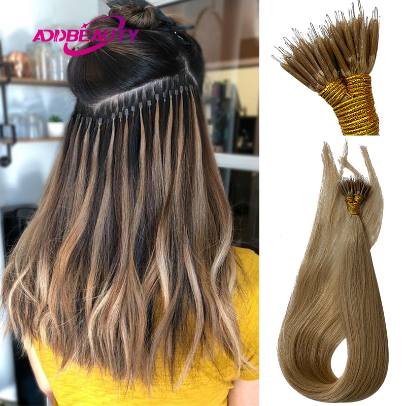 Human Hair Nano Ring Hair Extensions Blonde  Nano Link Human Hair  Extensions - 14 18 - Aliexpress