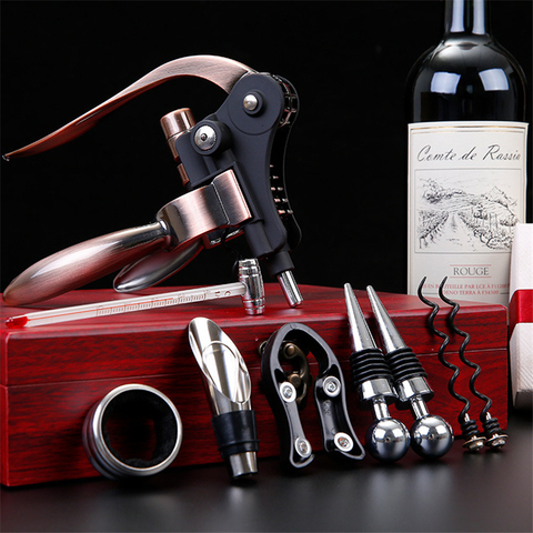 9 Pcs/set Zinc Alloy Rabbit Shape Red Wine Opener Tool Set Cork Bottle Opener Kit Professional Corkscrew Pourer Set Gift Box Set ► Photo 1/6