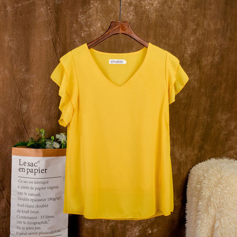 Fashion Brand Short sleeve Women's blouse Summer New Chiffon shirt Sheer V-Neck Casual blouse Plus Size 5XL Loose Female Tops ► Photo 1/6