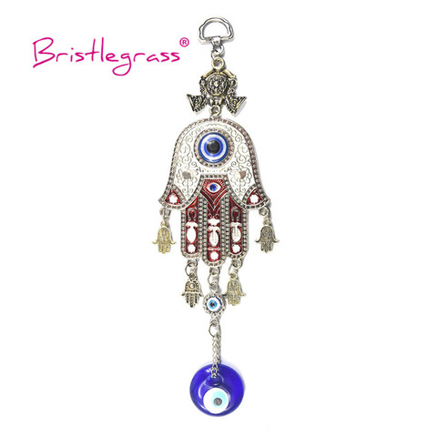 BRISTLEGRASS Turkish Blue Evil Eye Hamsa Hand Amulets Lucky Charms Wall Hanging Pendants Pendulum Blessing Protection Home Decor ► Photo 1/6