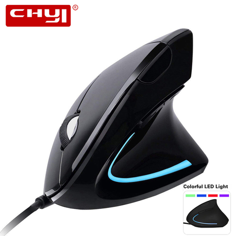 CHYI Wired Ergonomic Vertical Mouse With Colorful LED Light 3200DPI Optical Computer Mice Gaming Mouse With Mouse Pad For Gamer ► Photo 1/6