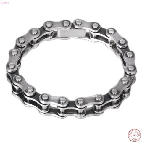 BOCAI s925 sterling Silver bracelet Fashion Pop personality Originality Bicycle chain  Domineering thai silver Men's Bracelet ► Photo 1/6