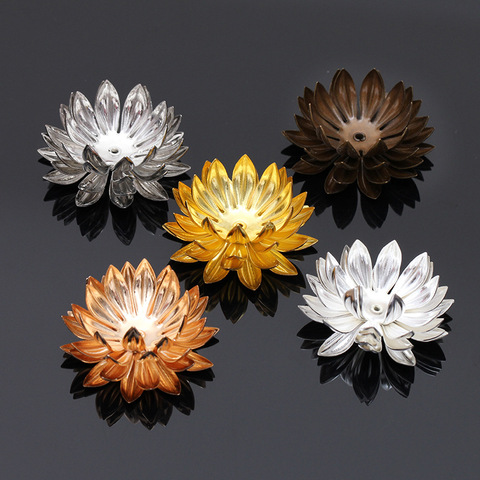 10pcs 30mm Lotus Flower Beads Caps Brass Filigree Flowers Base Bead Cap Charms Pendants for Jewelry Making Craft Components DIY ► Photo 1/6