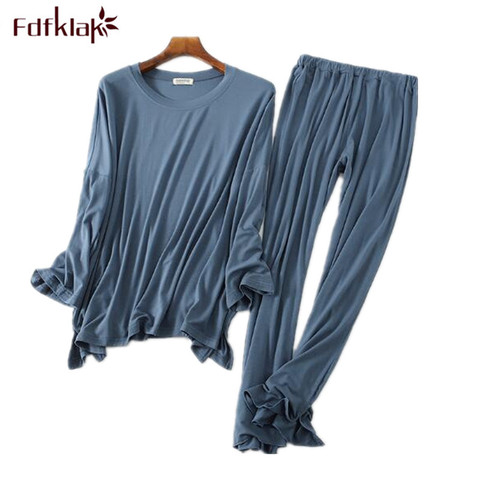 Comfortable modal cotton pyjamas women long sleeve pajamas set autumn winter home clothes casual long pant sleep pyjama femme ► Photo 1/5