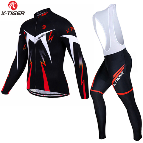 X-Tiger Winter Thermal Fleece Cycling Jerseys Set Long Sleeve MTB Bicycle Clothing Mountain Bike Clothes Sportswear Wear Suit ► Photo 1/6