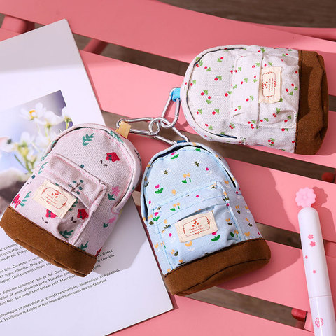 New Fashion Kawaii Fabric Canvas Mini Floral Backpack Women Girls Kids Cheap Coin Pouch Change Purses Clutch Bags Wholesale ► Photo 1/6