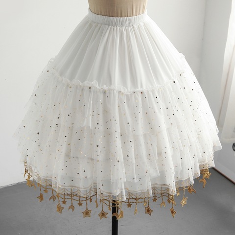 Japanese Lunar Star River Lolita Elastic Waist Adjustable Fishbone Support Violent Carmen Mid-length Petticoat ► Photo 1/6