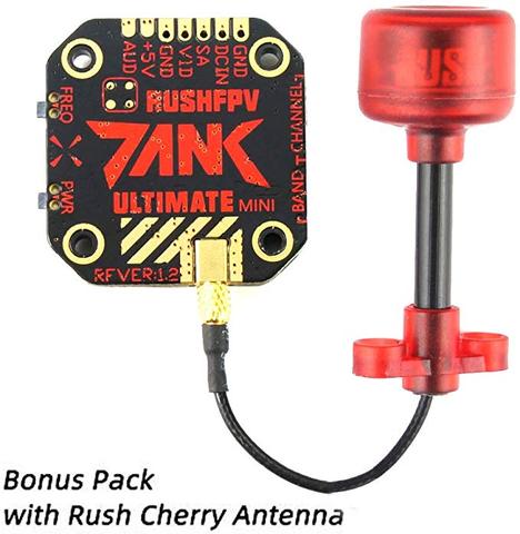 Rush Tank FPV videoTransmitter VTX 5.8GHz 48CH Mini  20x20mm External-Audio MMCX Connector with Rush Cherry Antenna 5.8GHz RHCP ► Photo 1/6