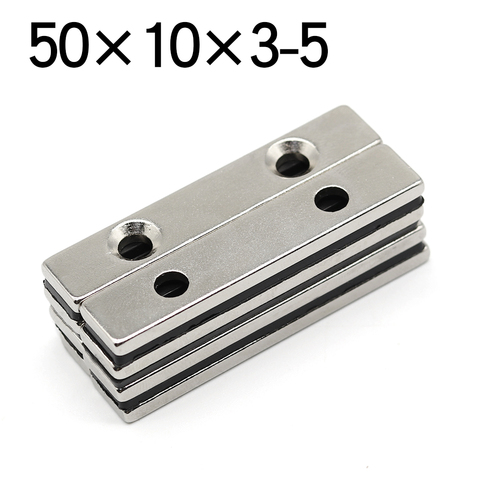 2/5/10/20 Pcs 50x10x3-5 Block NdFeB Neodymium Magnet N35 Super Powerful imanes Permanent Magnetic 50 x 10 x3 Hole 5 ► Photo 1/6