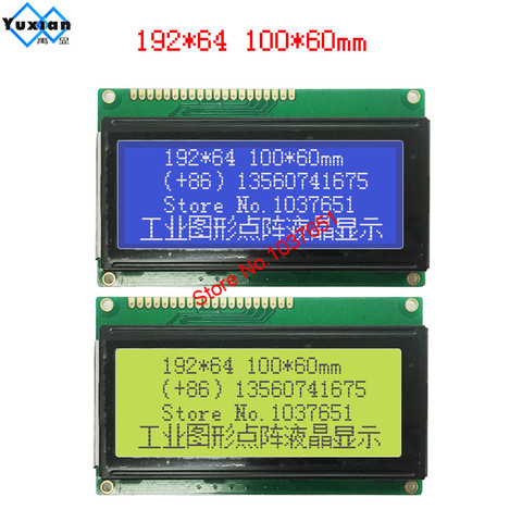 lcd display 192*64 19264 graphic screen 100*60mm 5v blue green LCM19264A instead  LM19264A WG19264  NT7108 ► Photo 1/6