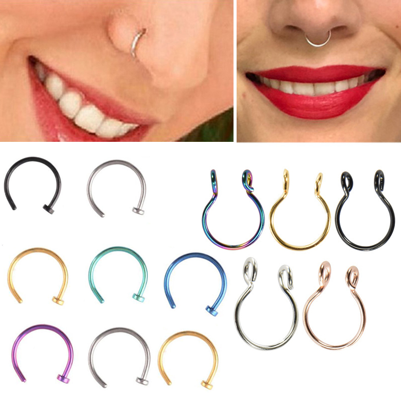 Fad Fake Septum Nose Rings Faux Piercing Nose Hoop Nose Studs Body Jewelry SP