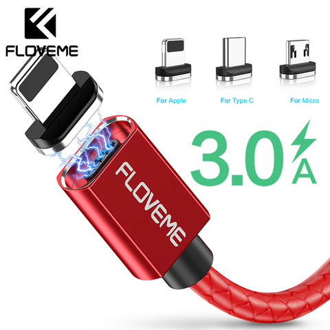 FLOVEME 3A Magnetic Cable For iPhone X XR Micro USB Lighting Cable Fast Charging Charger USB Type C Cable For Samsung S10 Huawei ► Photo 1/6