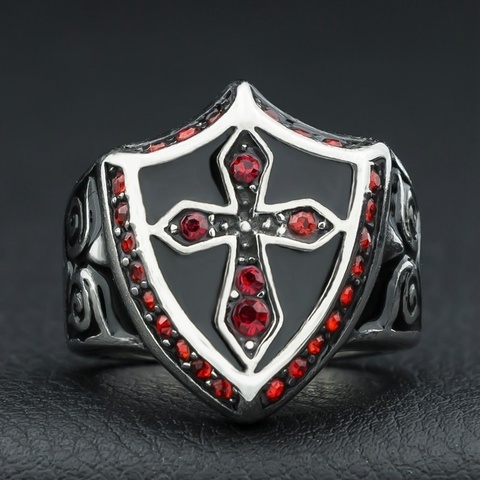 Templar Knight Ring Red Men's High Quality Metal Ring ► Photo 1/5