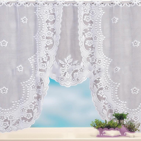 European White Lace Sheer Curtains For Kitchen Valance Window Tulle Curtains Coffee Dividers  Curtain Bedroom Roman Blind ► Photo 1/6