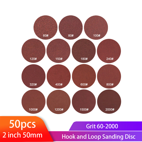 2inch 50mm Sanding Discs Round Shape Sandpaper 60-2000 Grit Hook Loop sand paper Abrasive Polishing Tool ► Photo 1/6