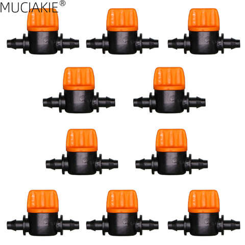 MUCIAKIE 10PCS Miniature Plastic Shut Off Coupling Valve Connectors for 4/7mm Hose Garden Water Irrigation Pipe Adaptor Barb ► Photo 1/6