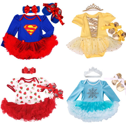 Newborn Baby girl dresses headband shoes set infantil Children's clothing sets girls tutu kids wear summer short sleeve vestido ► Photo 1/6