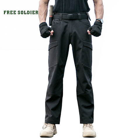 FREE SOLDIER outdoor tactical trousers mens soft shell pants thick windproof autumn and winter thermal outdoor hiking pants ► Photo 1/1