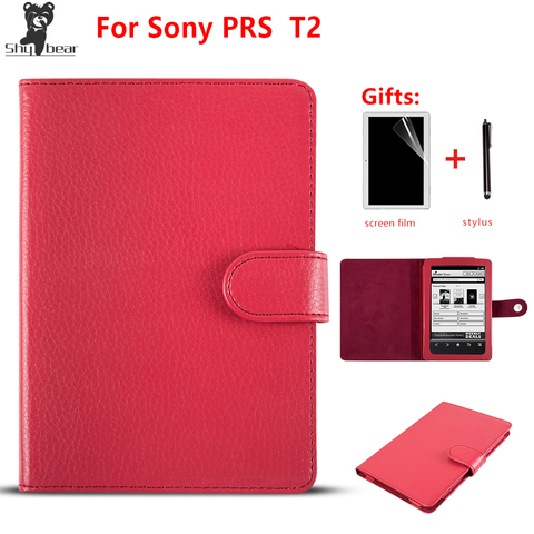 PU Leather Cover Case for Sony Prs T2 funda cover for sony t2 case  magnetic case for Sony prs-t2 ebook+ Film + Stylus Pen ► Photo 1/6