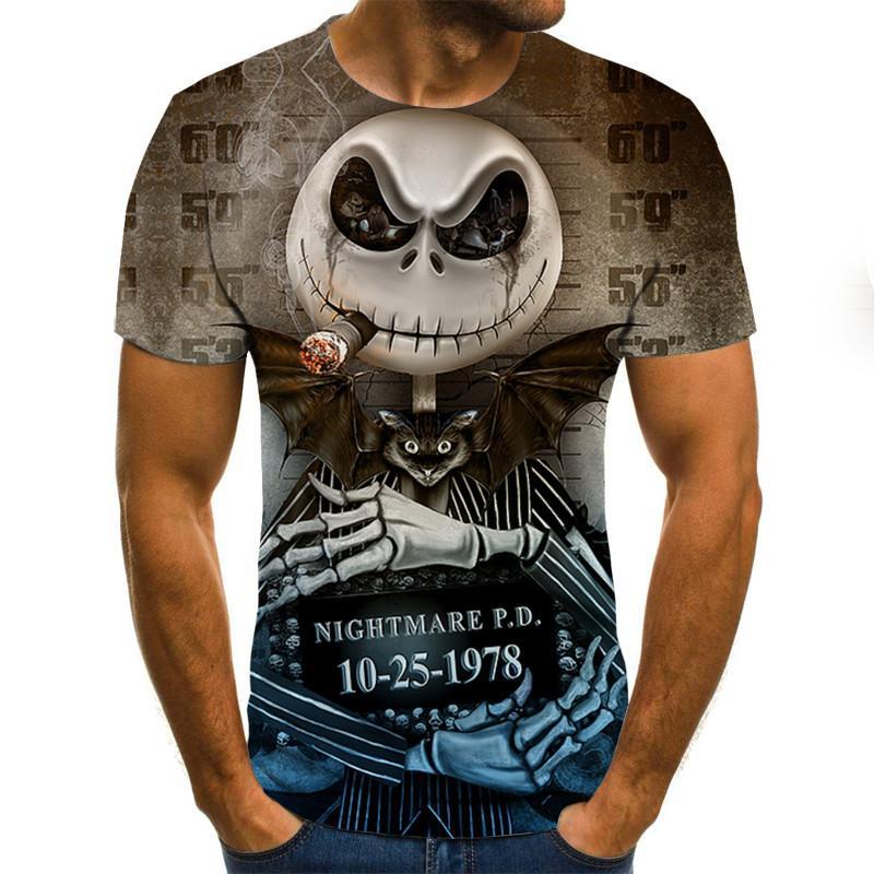 New Men's Funny Skull 3D Print T-Shirt Top Fashion Short Sleeve Tops Tee Shirts