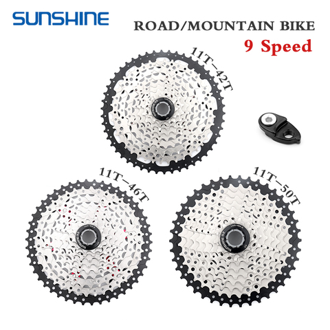 SUNSHINE MTB Bike Flywheel 9 Speed Road Bikes Cassette 25T 28T 32T 36T 40T 42T 46T 50T Bicycle Freewheel 9V Crown for Shimano ► Photo 1/6