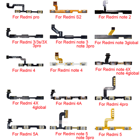 1pcs Power Button Flex Cable For Xiaomi Redmi pro 4pro S2 3X 4X 4A 5A 3 4 5 pro  Volume On/Off Button Ket Flex For note 2 3 4 5 ► Photo 1/6